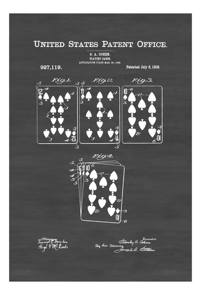 1909 Playing Cards Patent - Game Room Art, Vintage Games, Card Game Patent, Patent Print, Game Room Decor, Game Night, Board Game Patent Art Prints mypatentprints 