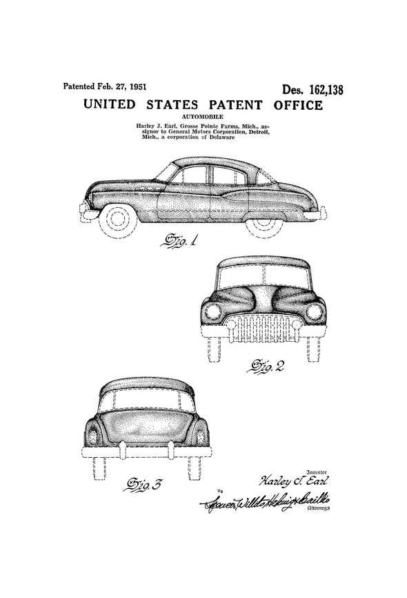 1951 General Motors Automobile Patent - Patent Print, Wall Decor, Automobile Decor, Automobile Art, Classic Car, General Motors Patent Art Prints mypatentprints 
