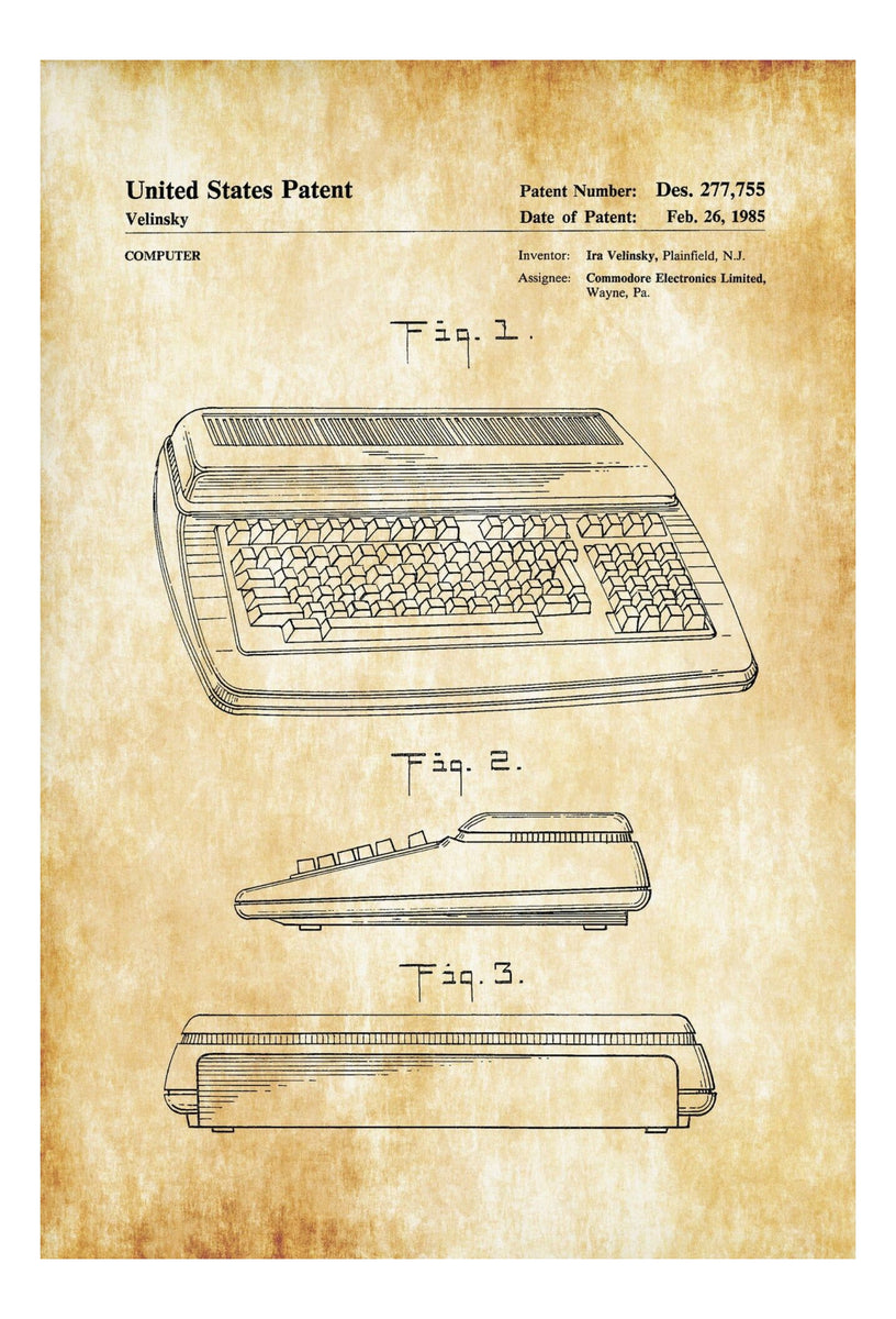 1985 Commodore 128 Computer Patent Print - Wall Décor, Computer