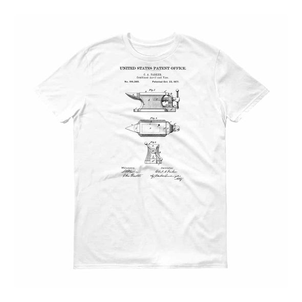Anvil & Vise Patent T-Shirt 1877 - Patent Shirt, Vintage Equipment, Antique Tools, Old Patent T-Shirt, Anvil Drawing, Anvil Patent