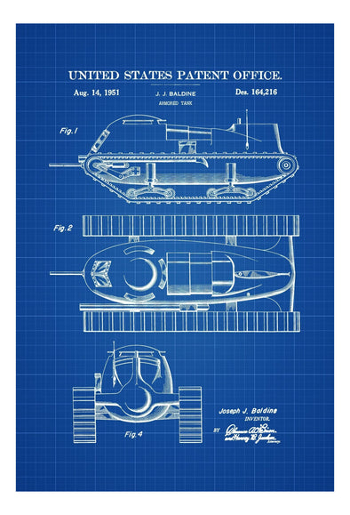 Armored Tank Patent 1951 - Patent Print, Military Tank, Military Decor, US Army, Army Gift, Military Gift, Veteran Gift, Tank Blueprint Art Prints mypatentprints 10X15 Parchment 