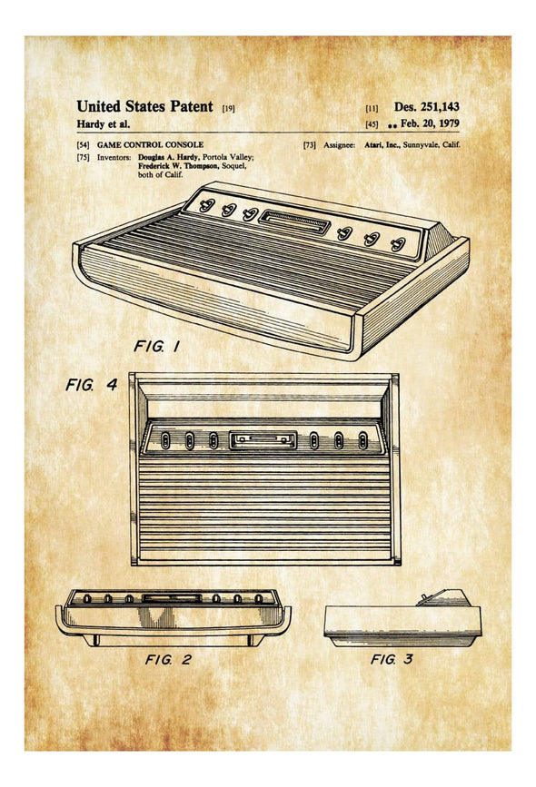 Atari 2600 Patent 1979 - Patent Print, Wall Decor, Atari Art, Atari Poster, Atari 2600 Poster, Atari Patent, Atari 2600