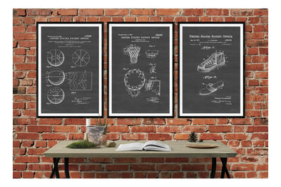 Basketball Patent Collection of 3 Patent Prints - Basketball Poster, Basketball Art, Basketball Hoop Patent, Sports Patent, Basketball Fan Art Prints mypatentprints 10X15 Parchment 