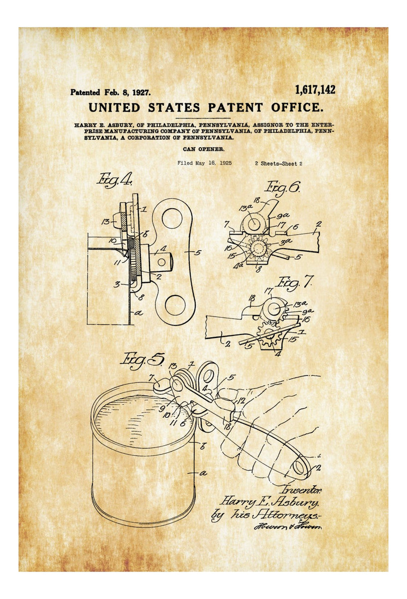 Electric Can Opener Patent Print Poster