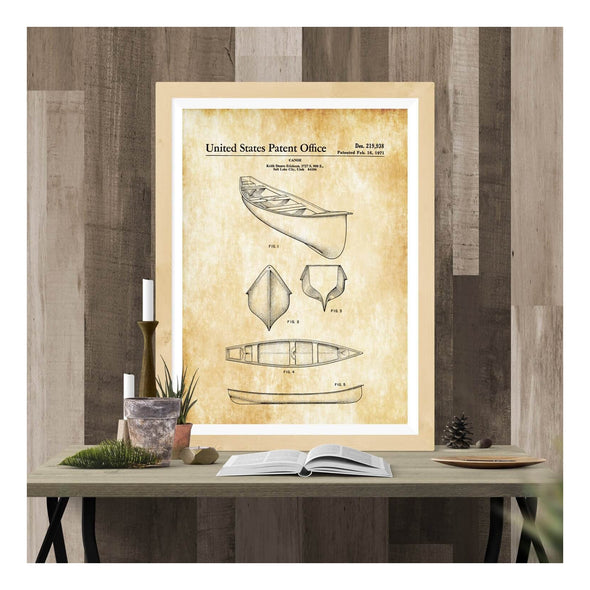 Canoe Patent Print - Boat Decor Print, Canoe Poster, Canoe Blueprint, Naval Art, Nautical Decor Art Prints mypatentprints 10X15 Parchment 