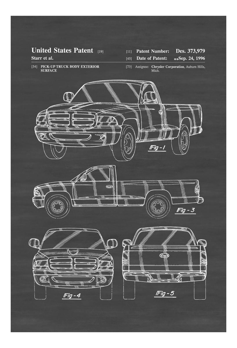 Dodge Ram Truck Patent, Patent Print, Wall Decor, Truck Decor