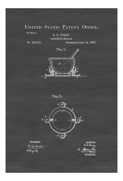 Druggist&#39;s Mortar Patent 1887 - Patent Print, Wall Decor, Vintage Science, Science Decor, Chemistry Art, Science Art, Pharmacist Gift Art Prints mypatentprints 10X15 Parchment 