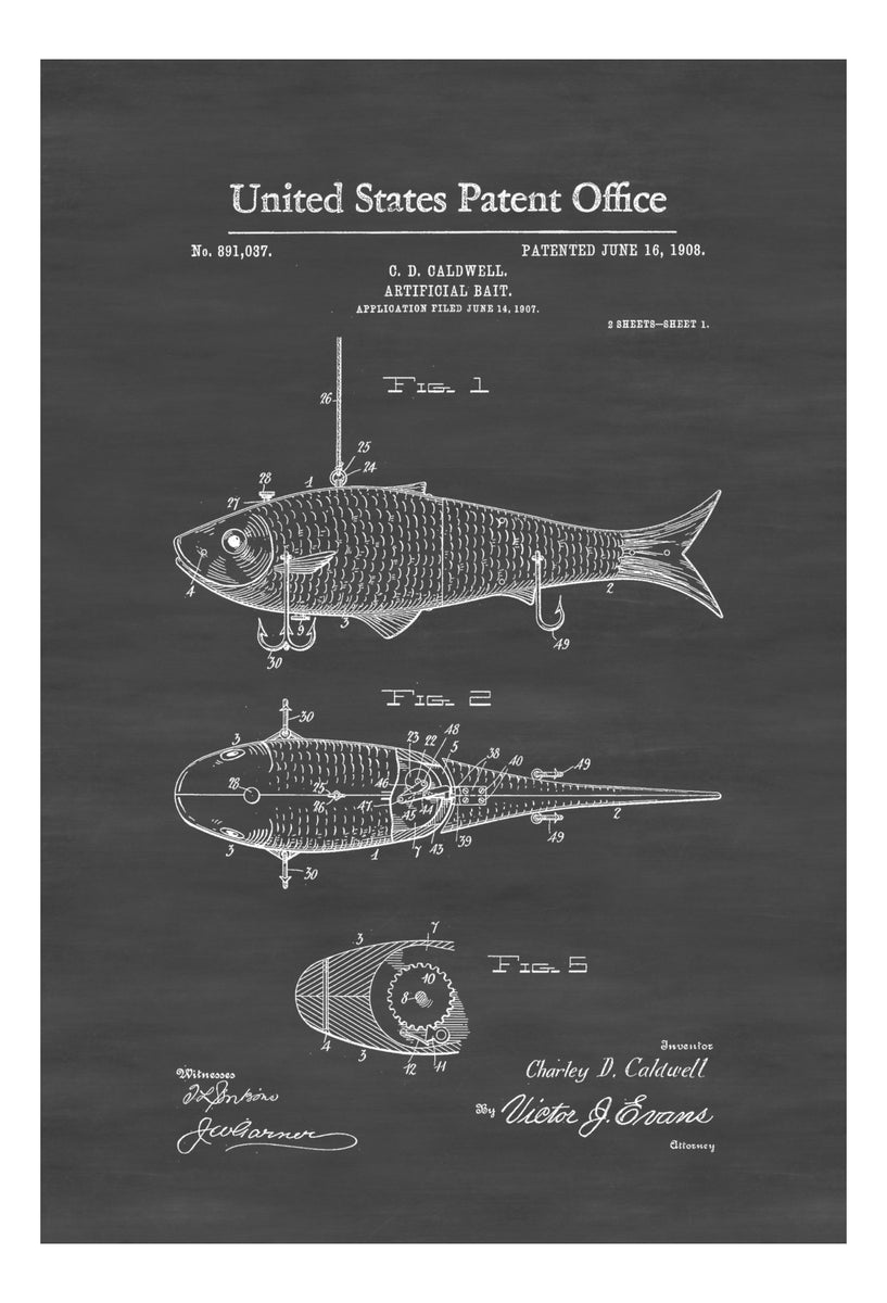 fishing artificial lure patent 1936 Vintage The Creek Chub Bait Co Catch More Fish Ad For Sale Fishing Bait Patent 1908 -