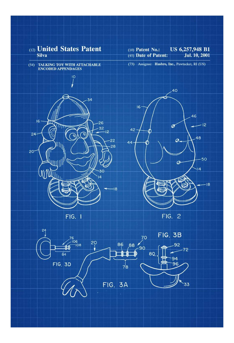 Mr. Potato Head Patent - Patent Print, Wall Decor, Toy Figure, Toy Pos ...