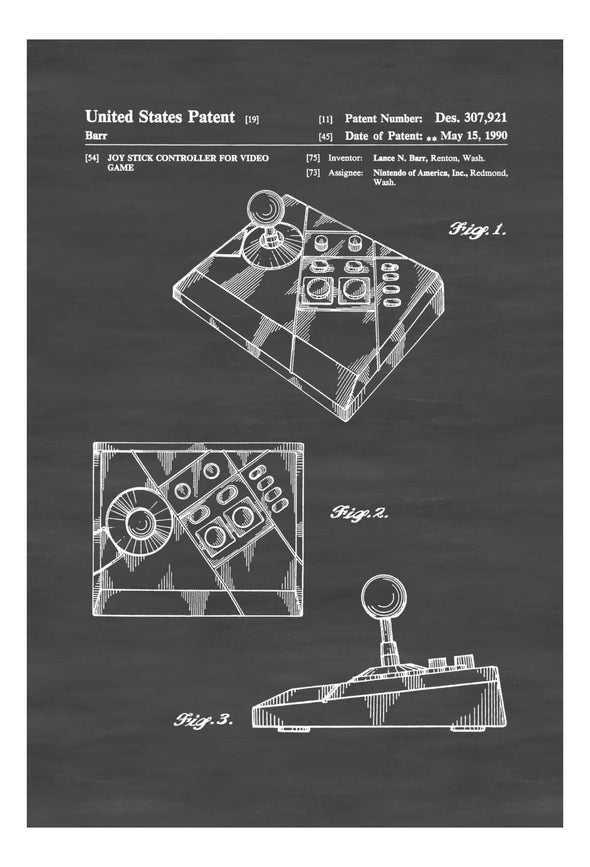 Nintendo NES Advantage Controller Patent - Nintendo Patent, Patent Print, Wall Decor, Nintendo Art, Nintendo Poster, Nintendo Poster, NES