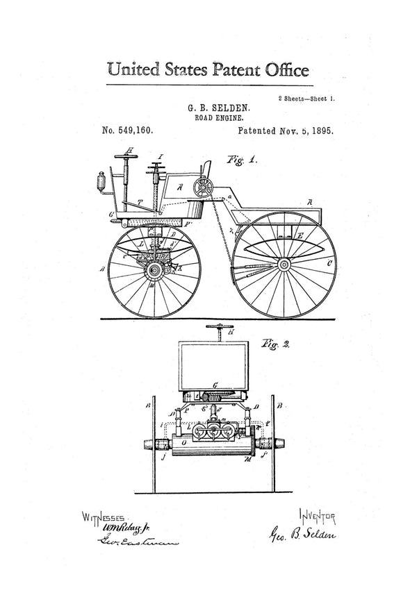Road Engine Patent - Patent Print, Wall Decor, Automobile Decor, Vintage Automobile Art, Antique Car, Classic Car