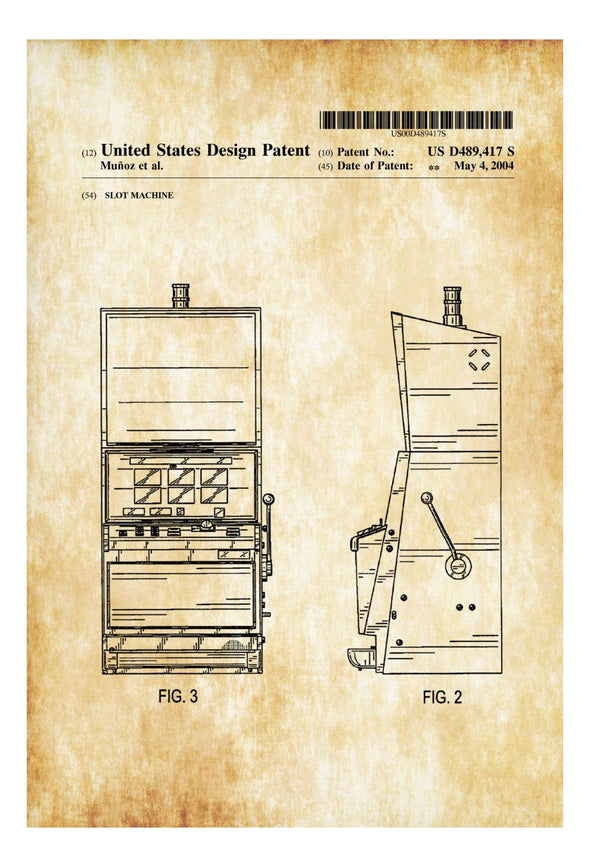 Slot Machine Patent - Patent Print, Wall Decor, Slot Machine Blueprint, Casino Decor, Vegas Decor, Las Vegas Art, Art, Arcade Game