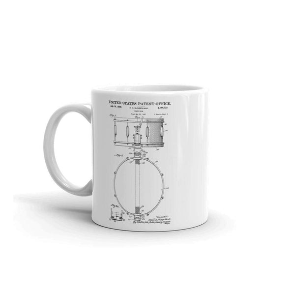 Snare Drum Patent Mug - Patent Mug, Musician Mug, Music Art, Musician Gift, Drum Patent, Drummer Mug, Drum Set, Drummer Gift