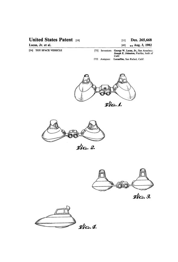 Star Wars Twin-Pod Cloud Car Patent - Patent Print, Wall Decor, Star Wars Art, Star Wars Gift, Cloud Car Art, Cloud Car Blueprint