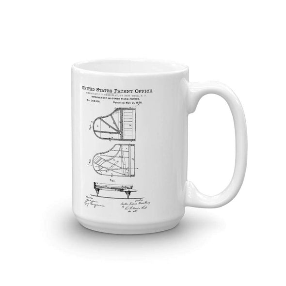 Steinway Grand Piano Patent Mug - Patent Mug, Musician Mug, Music Art, Steinway Mug, Piano Mug, Musician Gift