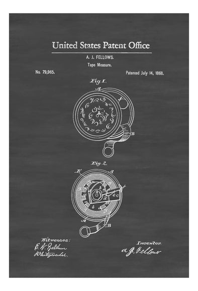 Tape Measure Patent 1868 - Patent Print, Vintage Tools, Workshop Decor, Measuring Tape, Tool Poster, Tool Art, Industrial Wall Art