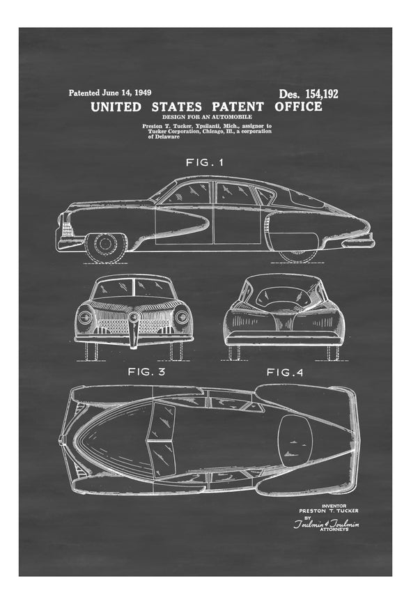 Tucker Automobile Patent - Patent Print, Wall Decor, Automobile Decor, Automobile Art, Classic Car, Tucker Patent, Tucker 48