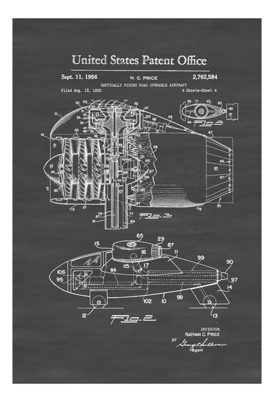 Vertical Takeoff Flying Car Patent - Airplane Blueprint, Airplane Art, Pilot Gift,  Aircraft Decor, Airplane Poster, VTOL, Flying Car