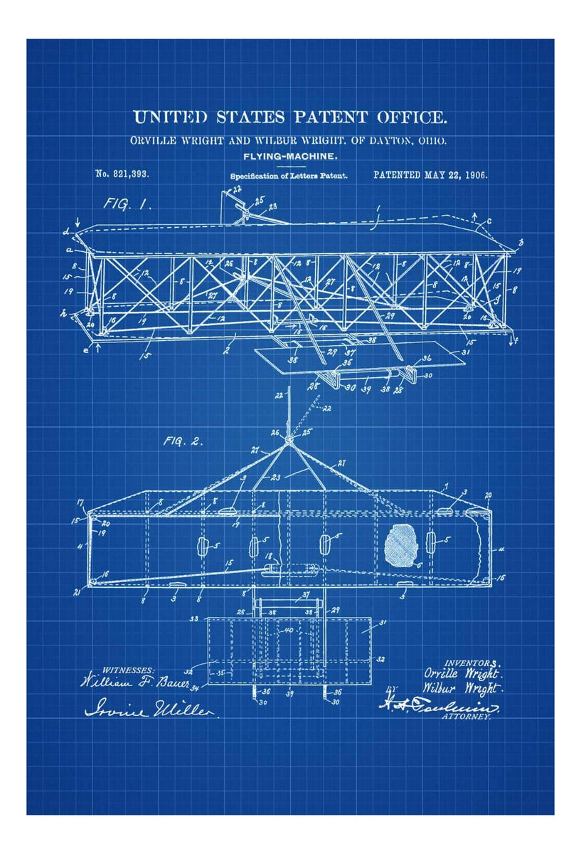 Wright Brothers Airplane Patent - Vintage Aviation Art, Airplane Art ...