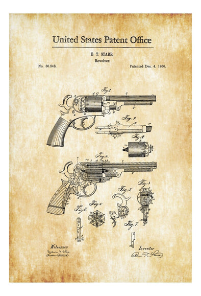 1860 Starr Revolver Patent - Patent Print, Wall Decor, Gun Art, Firearm Art, Western Art, Gun Patent mws_apo_generated mypatentprints Parchment #MWS Options 4270713318 