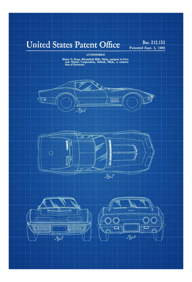 1968 Corvette Patent - Patent Print, Wall Decor, Automobile Decor, Vintage Automobile Art, Classic Car, Vintage Corvette, 68 Vette mws_apo_generated mypatentprints Parchment #MWS Options 3430869632 