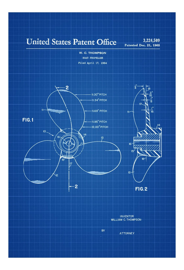 Boat Propeller Patent - Vintage Propeller, Propeller Blueprint, Naval Art, Sailor Gift, Nautical Decor, Sailboat, Sailboat Decor mws_apo_generated mypatentprints Blueprint #MWS Options 4121225693 