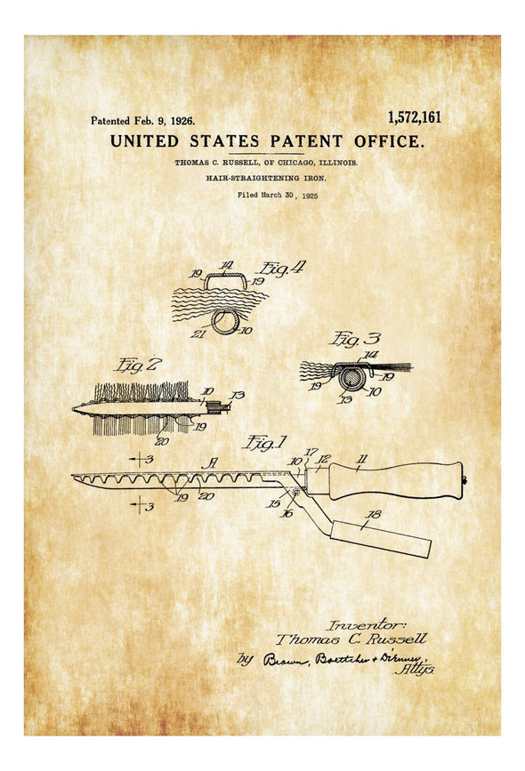 Curling Iron Patent - Hair Stylist Gift, Fashion Art, Salon Decor, Barber Shop, Cosmetologist Gift mws_apo_generated mypatentprints Blueprint #MWS Options 4066896527 