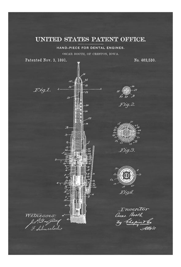 Dental Engine Patent Print - Dental Office Decor, Medical Art, Dental Art, Dentist Decor, Dental Tools, Dental Patent, Dental Handpiece mws_apo_generated mypatentprints 