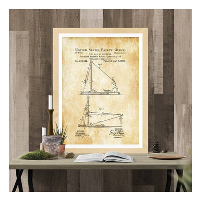 Gymnastics and Exercise Machine Patent Print 1880 - Wall Decor, Gym Decor, Working out, Gymnastics Machine Patent, Workout Exercise Poster mws_apo_generated mypatentprints Parchment #MWS Options 1754851840 