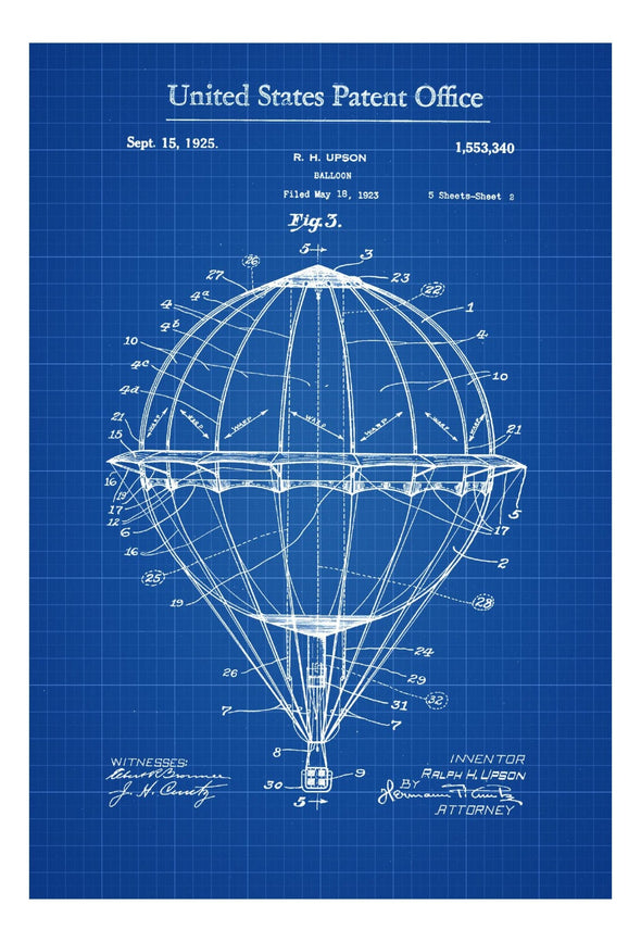 Hot Air Balloon Patent - Patent Print, Wall Decor, Balloon Patent, Nursery Decor, Hot Air Balloon Art mws_apo_generated mypatentprints Parchment #MWS Options 4005620448 