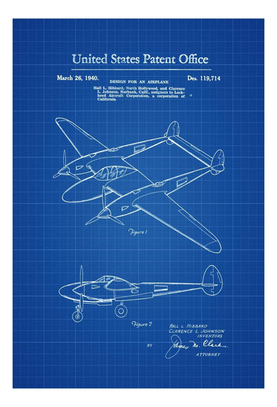 Lockheed P-38 Lightning Airplane Patent - Vintage Airplane, Airplane Blueprint, Airplane Art, Pilot Gift, Aircraft Decor, Airplane Poster, mws_apo_generated mypatentprints 