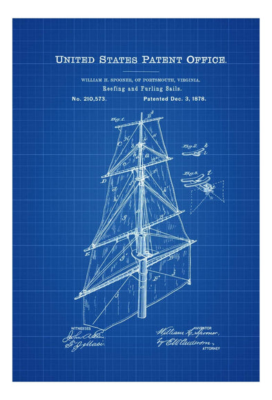 Ship Sails Patent Print - Vintage Sails, Ship Sail Blueprint, Naval Art, Sailor Gift, Nautical Decor, Ship Sail Poster, Mast mws_apo_generated mypatentprints 