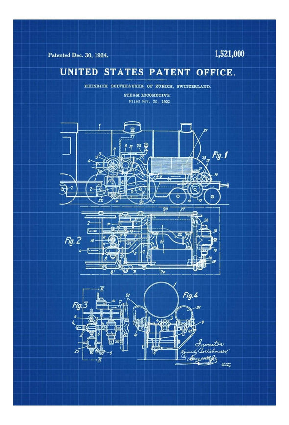 Steam Locomotive Patent - Vintage Locomotive , Locomotive Blueprint, Locomotive Art, Railroad Decor, Locomotive Poster, Railroads mws_apo_generated mypatentprints Parchment #MWS Options 1825171971 