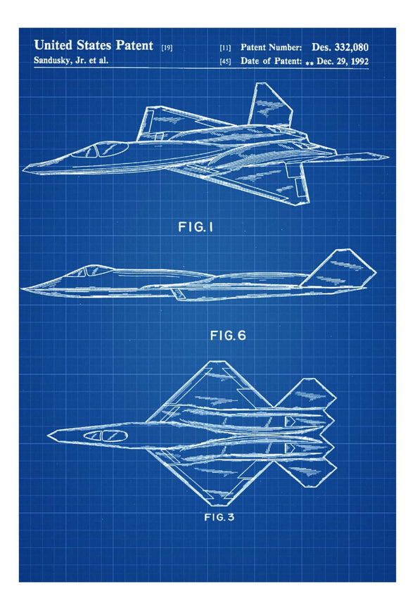 YF-23 Airplane Patent - Airplane Blueprint, Aviation Art, Airplane Art, Pilot Gift, Aircraft Decor, Airplane Poster, Northrop, Air Force mws_apo_generated mypatentprints Blueprint #MWS Options 2142300678 