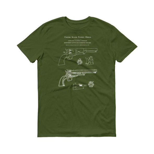1850 Colt Revolver Firearm Patent T-Shirt - Patent Shirt, Revolver t-shirt, Gun t-shirt, Colt Patent, Revolver Patent, Colt Revolver Shirts mypatentprints 3XL Black 