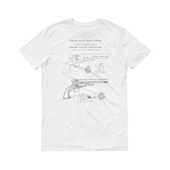 1850 Colt Revolver Firearm Patent T-Shirt - Patent Shirt, Revolver t-shirt, Gun t-shirt, Colt Patent, Revolver Patent, Colt Revolver Shirts mypatentprints 