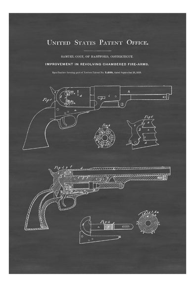 1850 Colt Revolver Patent - Patent Print, Wall Decor, Gun Art, Firearm Art, Colt Patent, Firearm Patent, Colt Firearm, Colt Revolver mws_apo_generated mypatentprints White #MWS Options 3752371107 