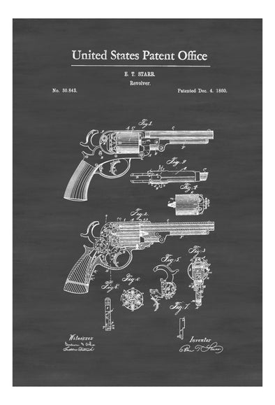 1860 Starr Revolver Patent - Patent Print, Wall Decor, Gun Art, Firearm Art, Western Art, Gun Patent