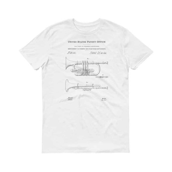 1866 Cornet Patent T-Shirt - Patent Shirt, Musician Shirt, Music Art, Cornet T Shirt, Musician Gift, Brass Instrument, Band Director Gift Shirts mypatentprints 