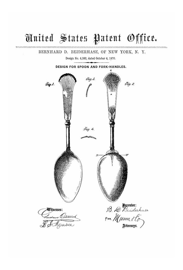 1870 Osiris Flatware Spoon Patent - Patent Print, Dining Room Decor, Antique Silverware, Vintage Spoons, Kitchen Decor, Restaurant Decor Art Prints mypatentprints 