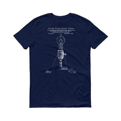 1880 Edison Electric Lamp and Holder Patent T-Shirt - Edison T-Shirt, Edison Lamp, Edison Patent, Old Patent T-shirt, Light Bulb T-Shirt Shirts mypatentprints 3XL Black 