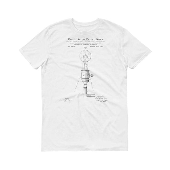1880 Edison Electric Lamp and Holder Patent T-Shirt - Edison T-Shirt, Edison Lamp, Edison Patent, Old Patent T-shirt, Light Bulb T-Shirt Shirts mypatentprints 