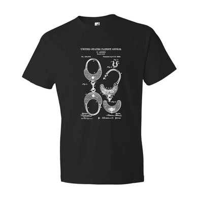 1880 Handcuff Patent T Shirt - Patent Shirt, Handcuff Shirt, Vintage Handcuff, Old Handcuffs, Bizarre Art T Shirt, Law Enforcement Gift