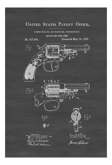 1885 Revolver Patent - Patent Print, Gun Art, Firearm Art, Western Art, Gun Patent, Firearm Patent, Law Enforcement Gift