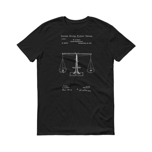 1885 Scales of Justice Patent T-Shirt - Scales T-Shirt, Lawyer Gift, Law, Law Student Gift, Court Reporter Gift, Old Patent T-shirt Shirts mypatentprints 3XL Black 