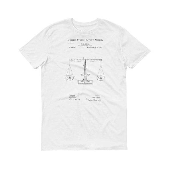 1885 Scales of Justice Patent T-Shirt - Scales T-Shirt, Lawyer Gift, Law, Law Student Gift, Court Reporter Gift, Old Patent T-shirt Shirts mypatentprints 