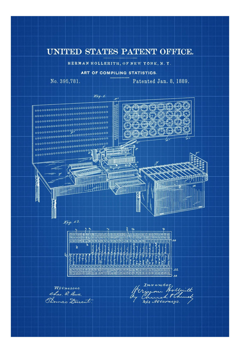 Computer Patent Artwork 1889 Computer Patent Print - Patent Poster, Wall Decor, Computer Decor ...