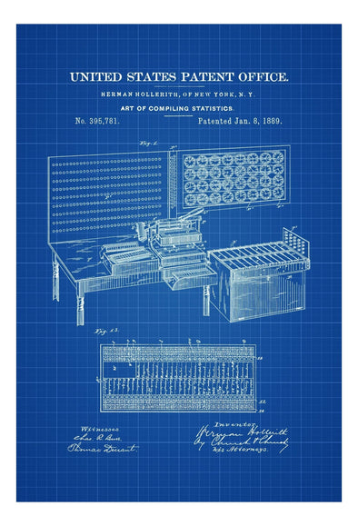 1889 Computer Patent Print - Patent Poster, Wall Decor, Computer Decor, Vintage Computer, Old Computer, Steampunk Decor. Computer Blueprint mws_apo_generated mypatentprints Parchment #MWS Options 933079577 
