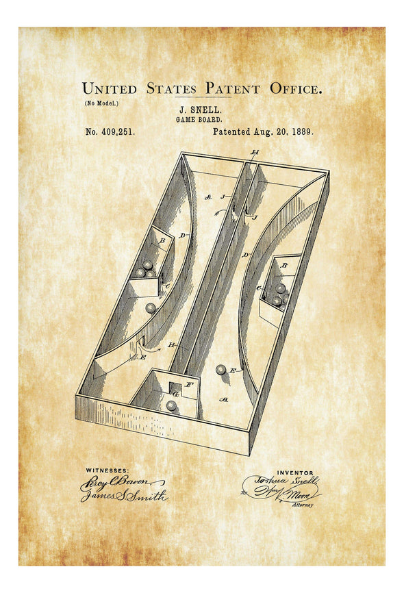1889 Toy Patent - Patent Print, Game Room Decor, Game Board Patent, Game Night, Board Game Patent, Game Room Art, Vintage Toy Art Prints mypatentprints 10X15 Parchment 