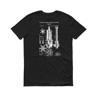 1891 Mining Drill Patent T-Shirt - Patent Shirt, Vintage Equipment, Old patent T-Shirt, Mining Drill T-Shirt, Mining Patent Shirt Shirts mypatentprints 3XL Black 